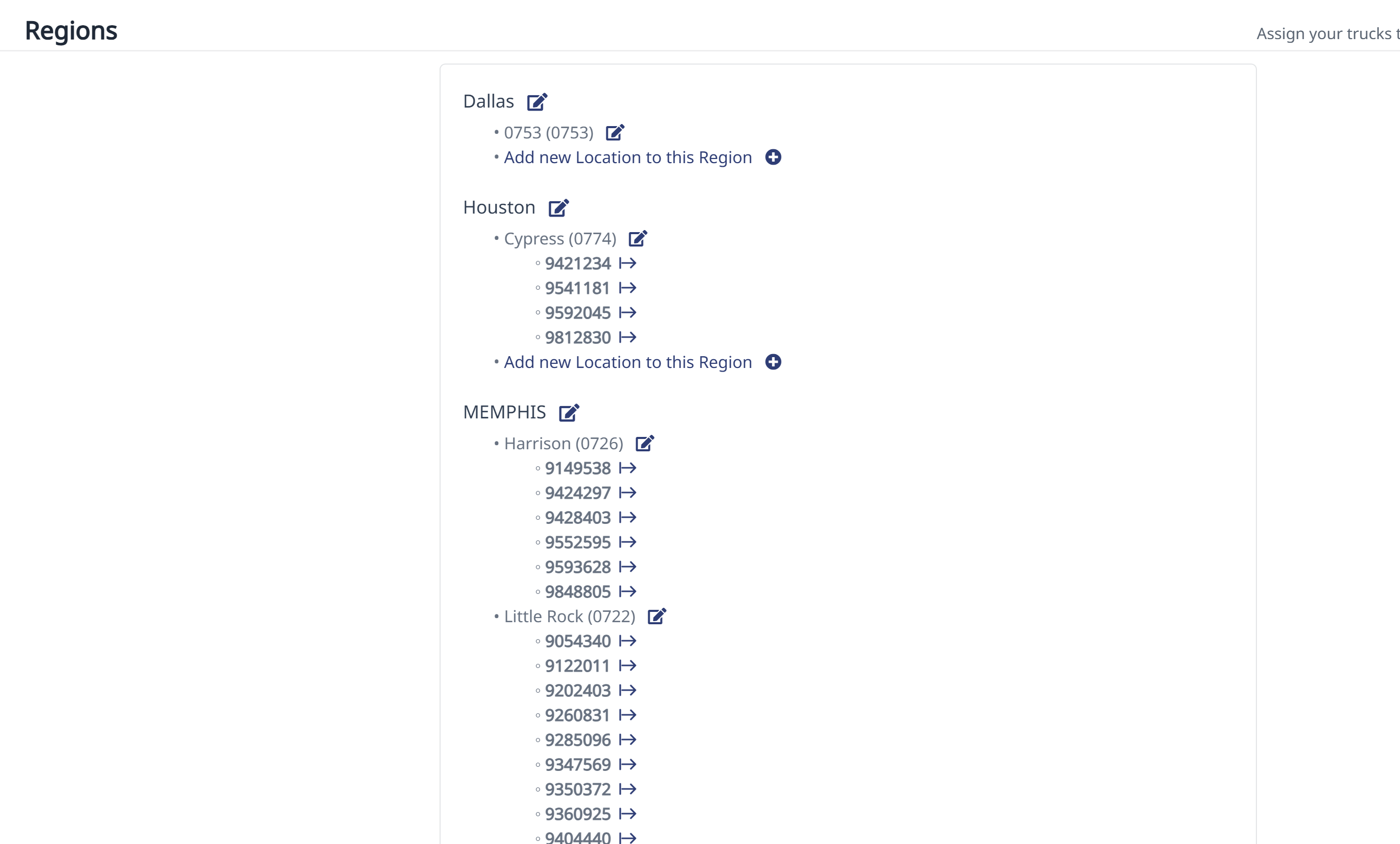 The Regions and Locations editor — Regions with their Locations